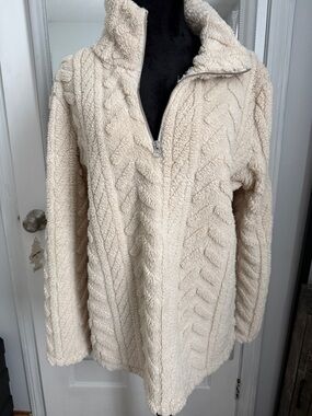 Cozy Cream Sherpa Zip Turtleneck Sweater